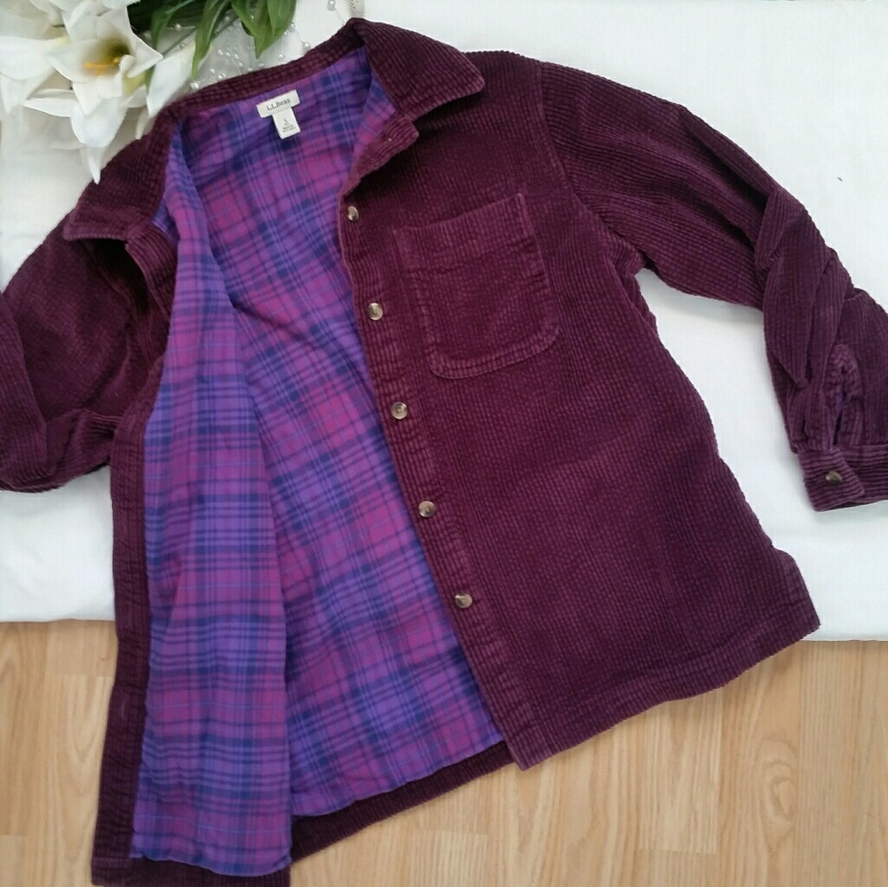 *Ribbed Purple Velvet Button Down Jacket  LL Bean*